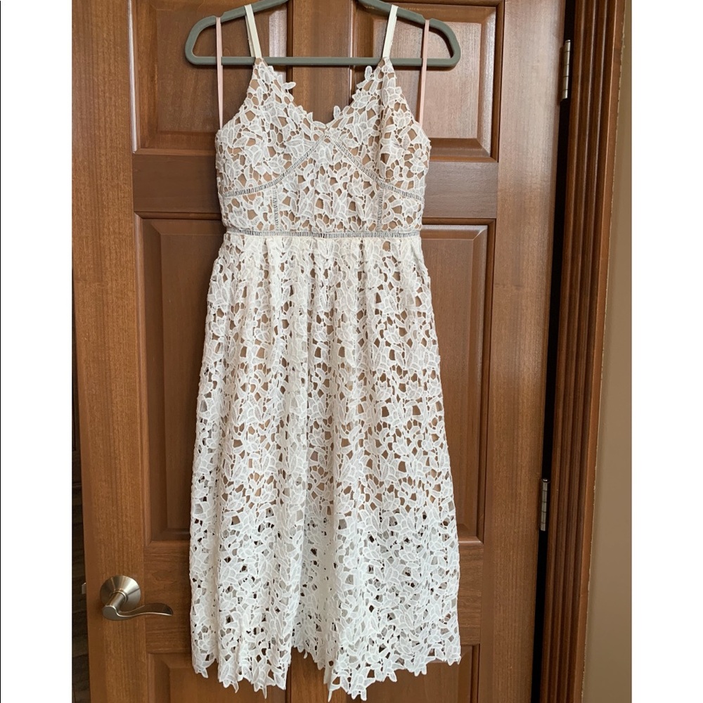 Entro Off-White Lace Midi Dress (NWT)